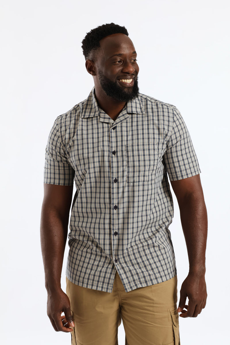 Mini Check Boxy Shirt - Navy