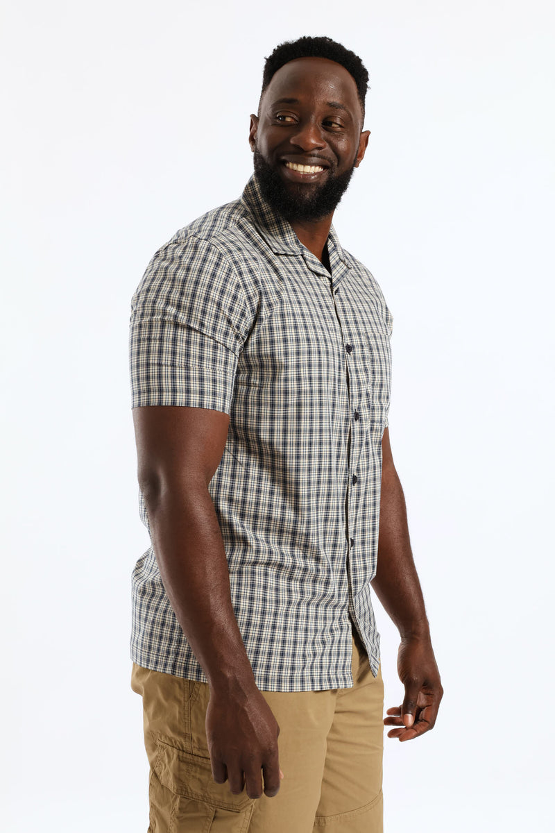Mini Check Boxy Shirt - Navy
