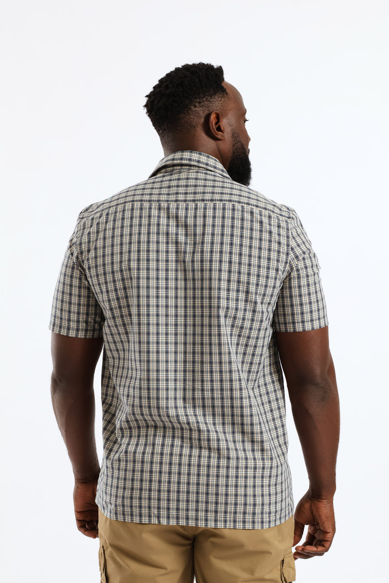 Mini Check Boxy Shirt - Navy