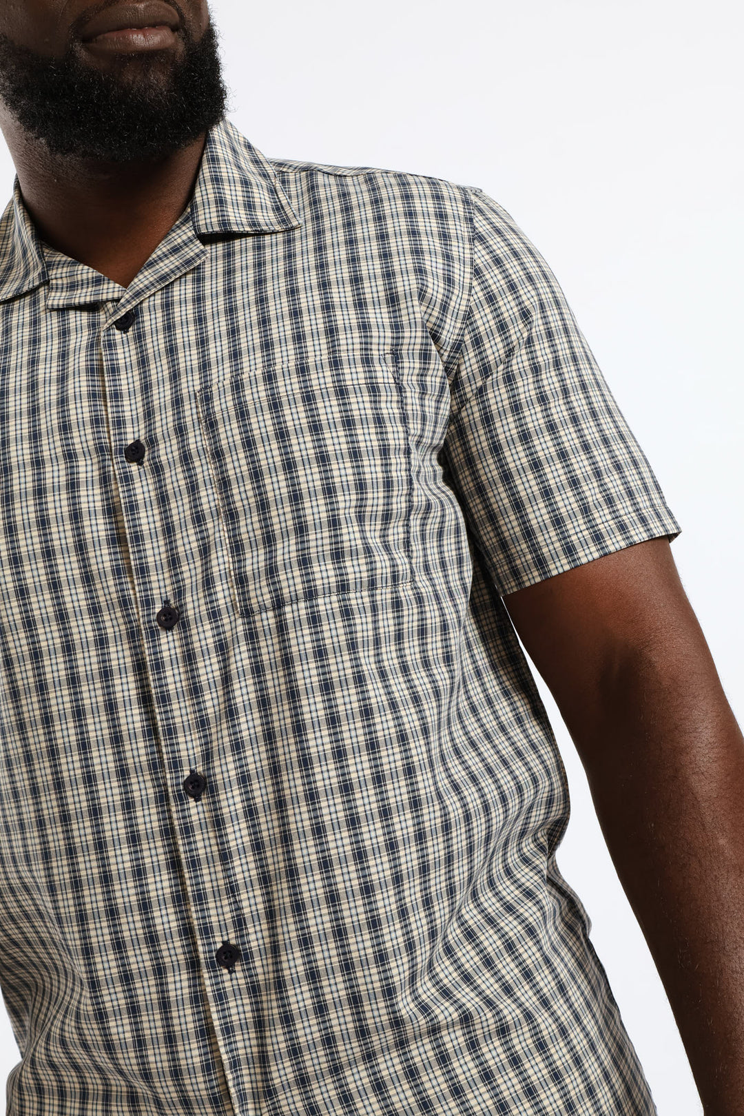 Mini Check Boxy Shirt - Navy