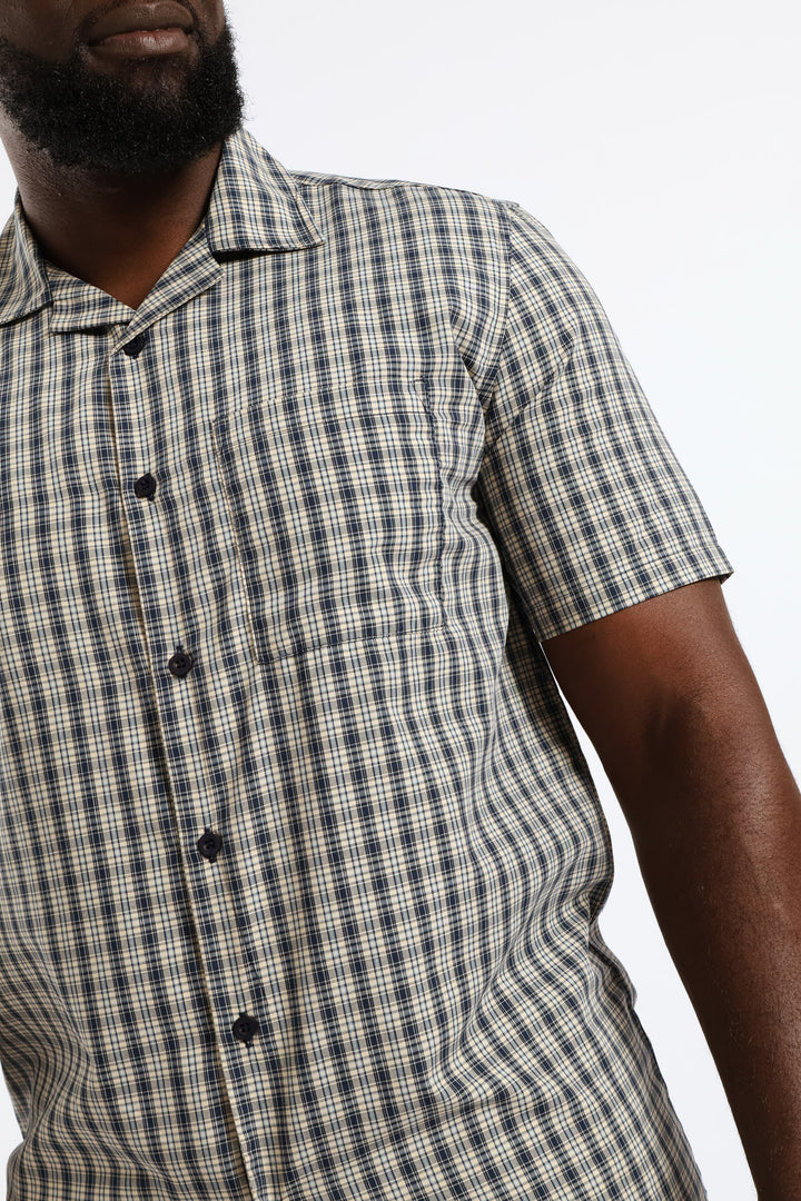 Mini Check Boxy Shirt - Navy