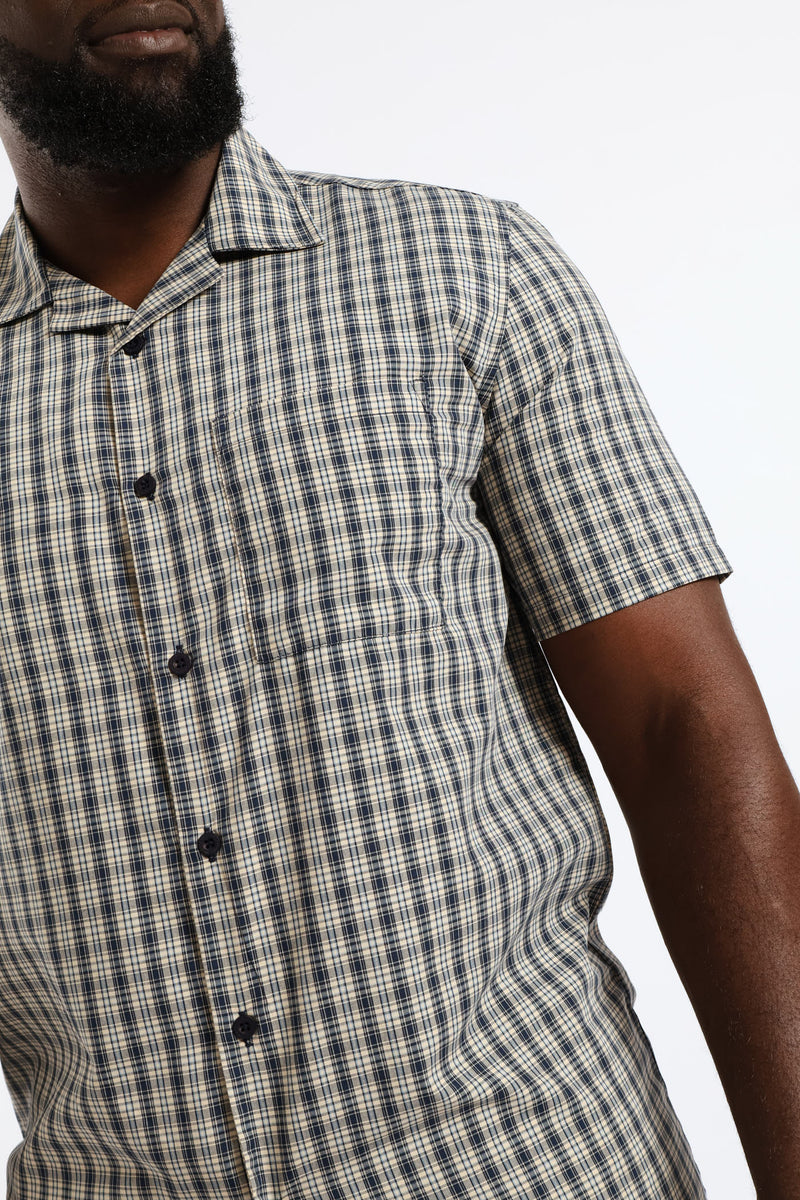 Mini Check Boxy Shirt - Navy