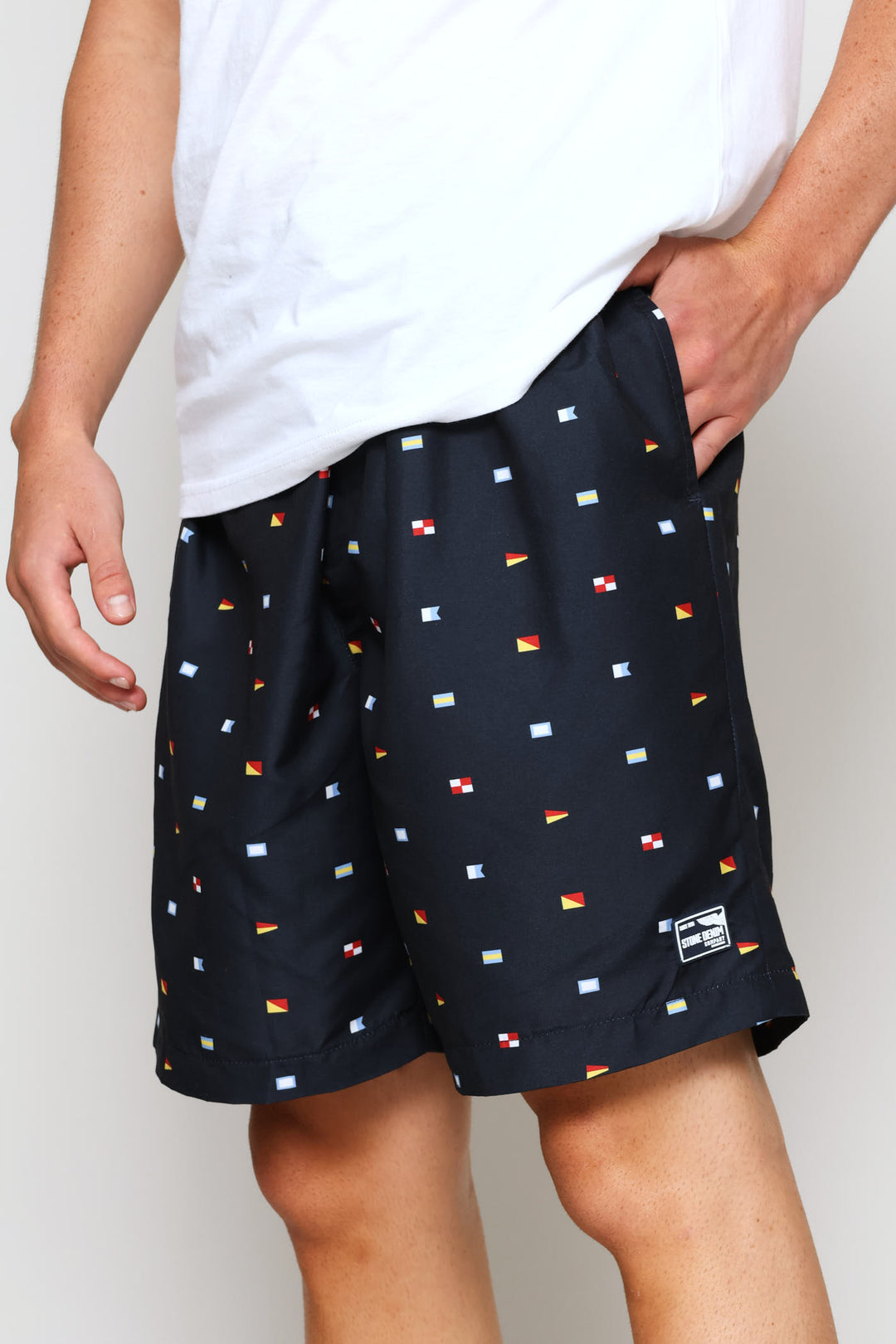 Nautical Flags Swim Short - Navy