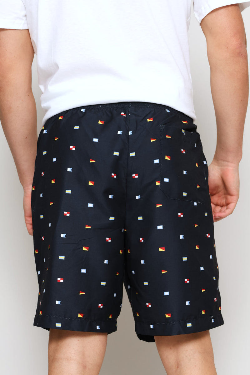 Nautical Flags Swim Short - Navy