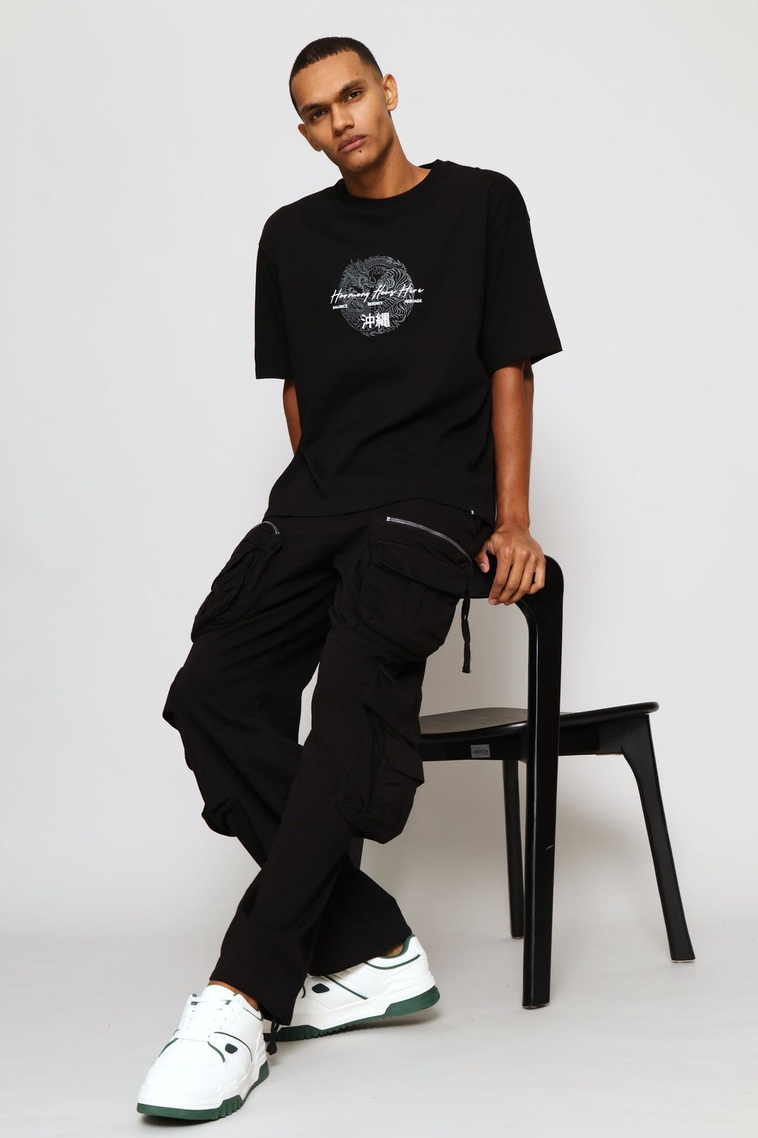 Dargon Puff Print Tee - Black