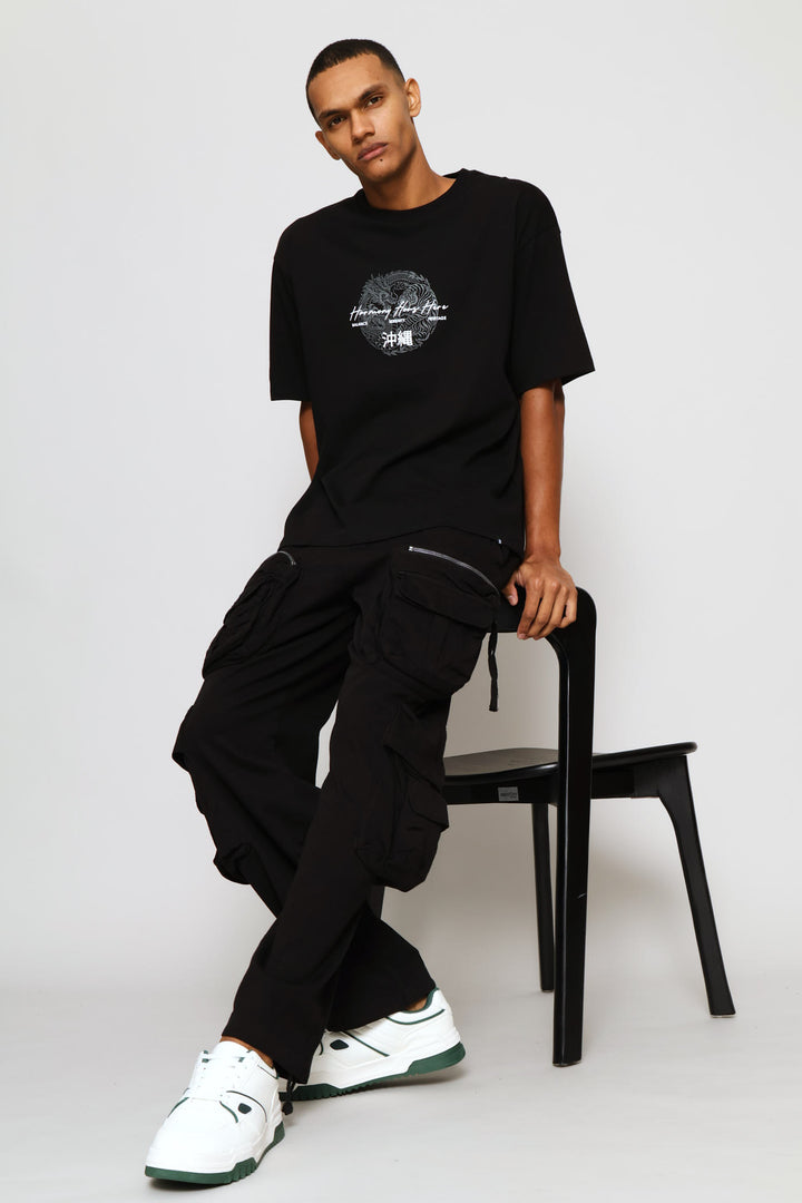 Dargon Puff Print Tee - Black