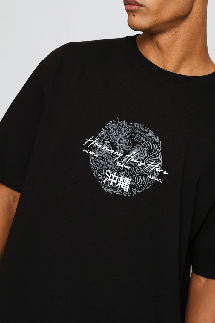 Dargon Puff Print Tee - Black