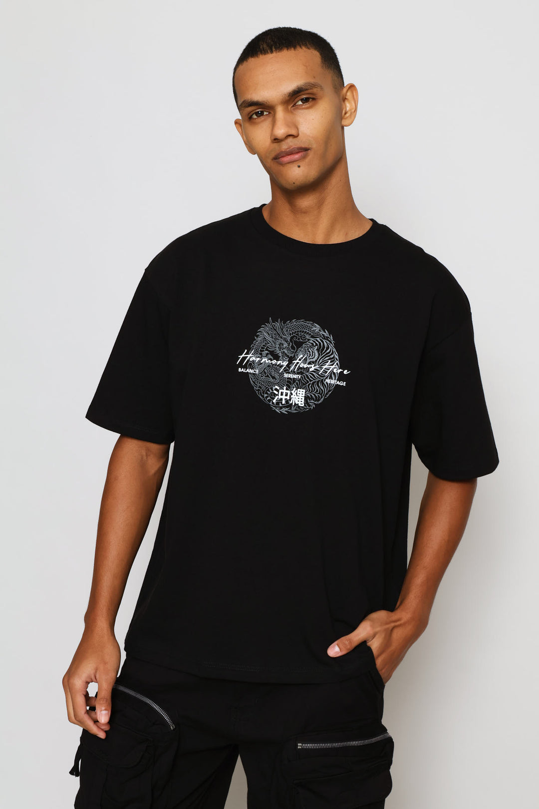 Dargon Puff Print Tee - Black