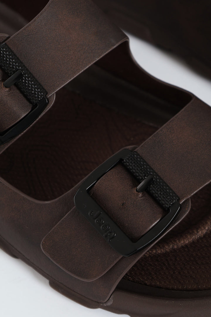 Daytona Chunky 2 Buckle Sandal - Dark Brown