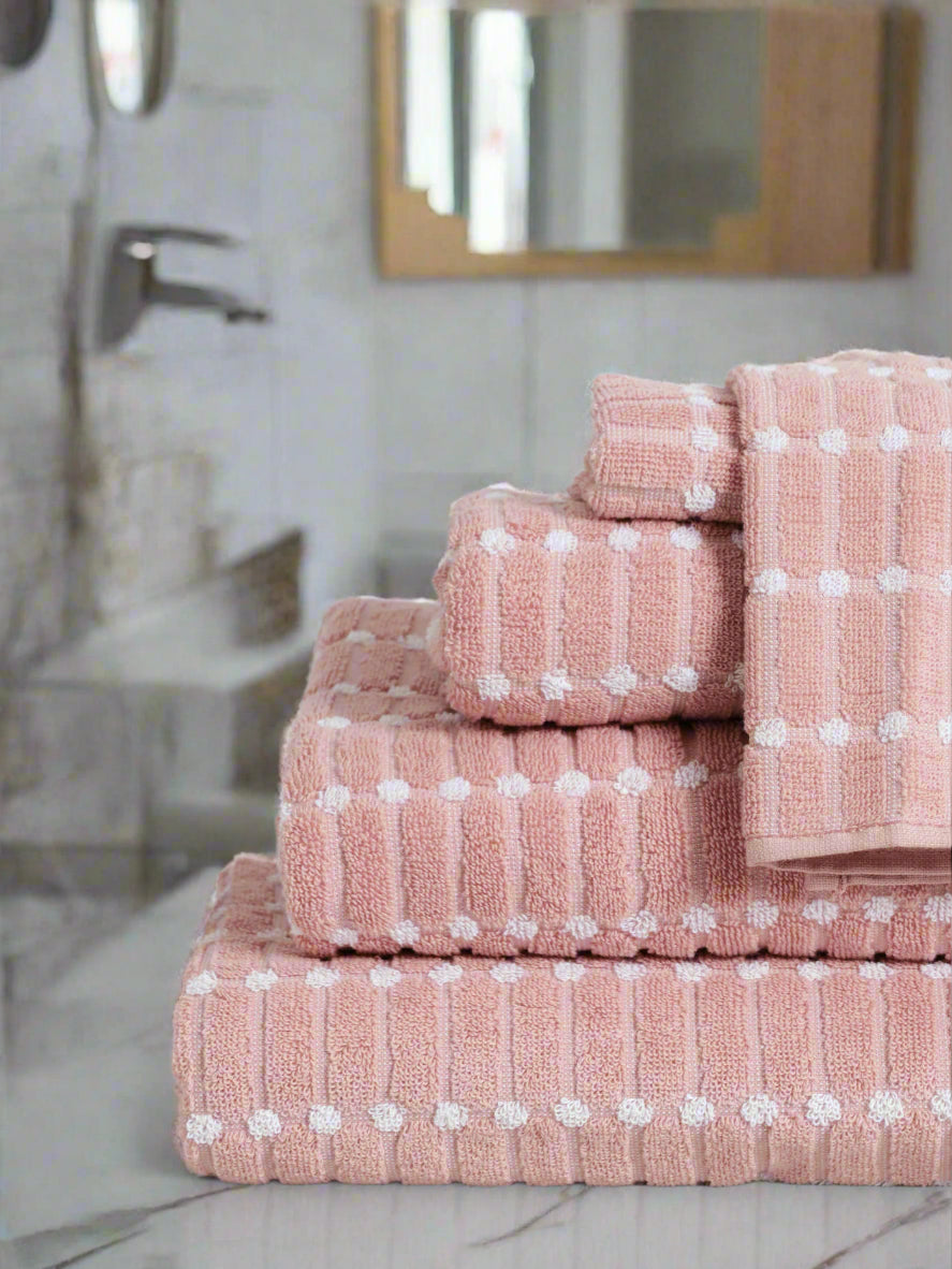 Stitch Stripe Towels - Blush