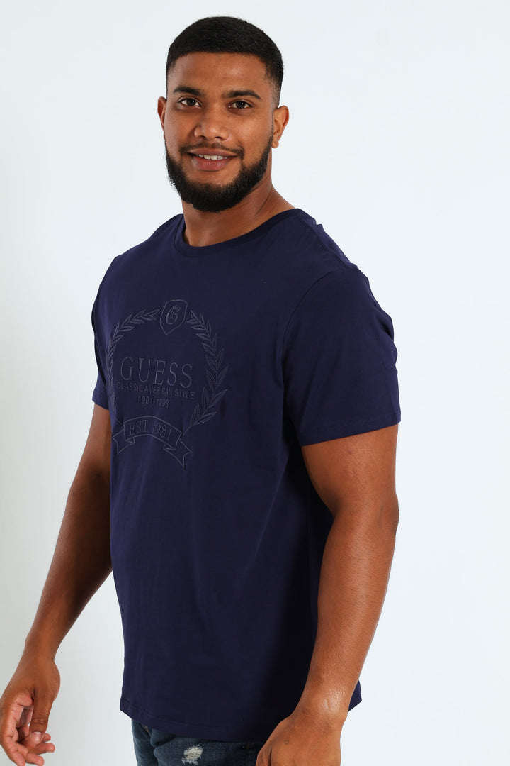 Classic Crest Logo Tee - Navy