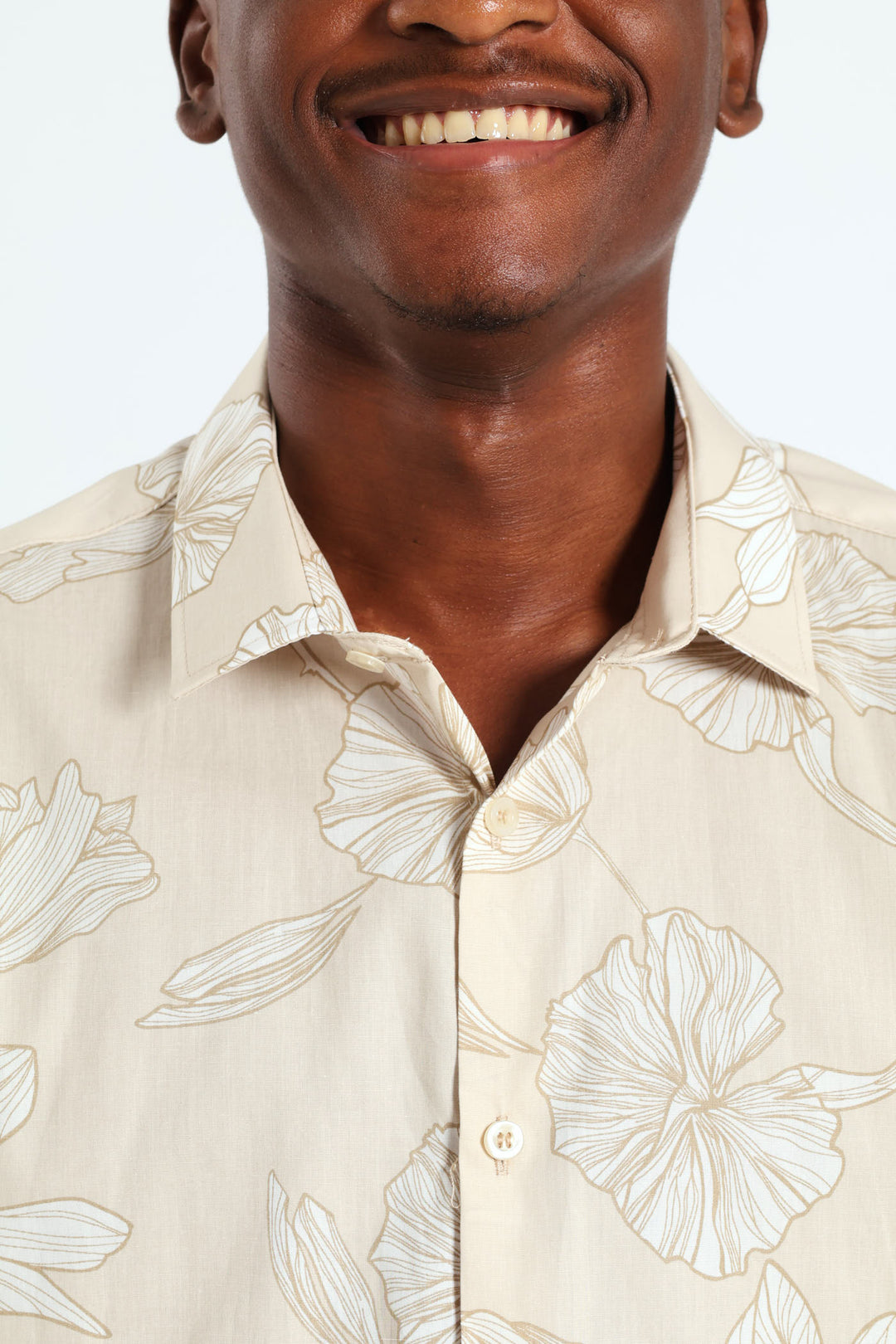 Cotton Floral Shirt - Beige/Cream