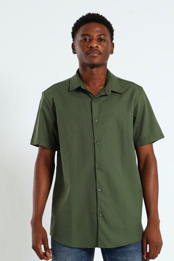 Textured Button Down Shirt - Olive