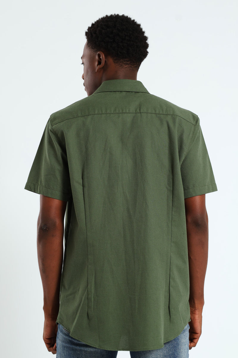 Textured Button Down Shirt - Olive