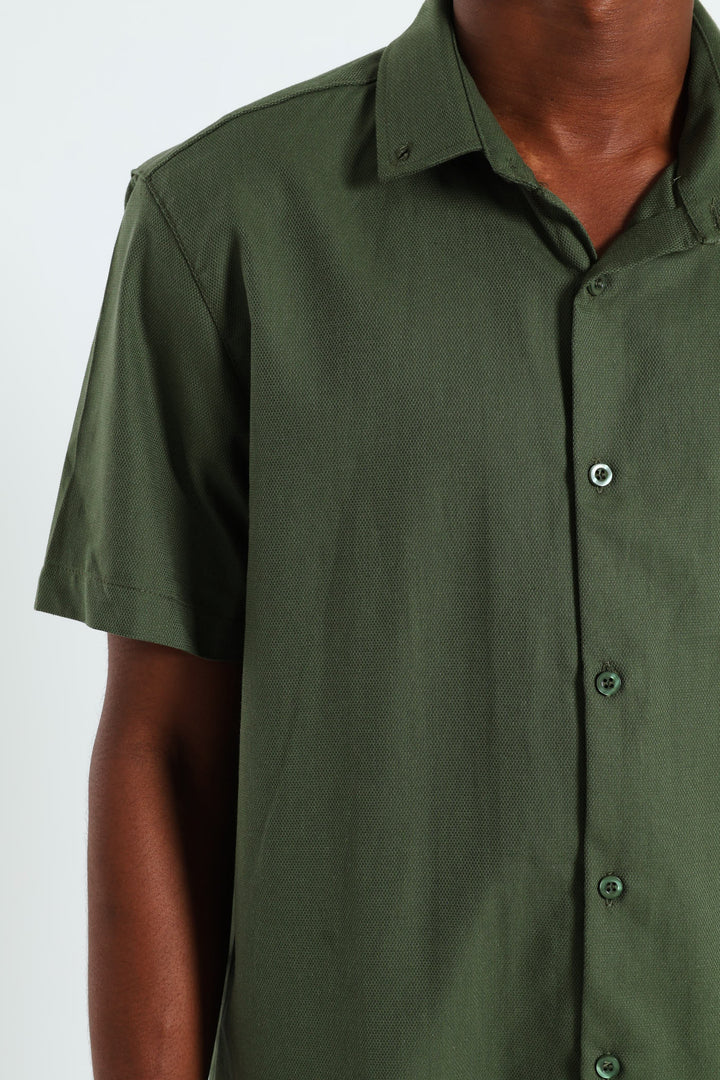 Textured Button Down Shirt - Olive