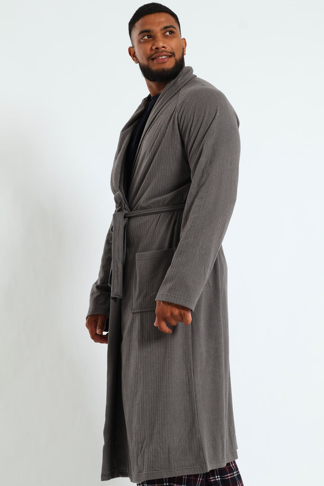 Shawl Collar Gown - Grey