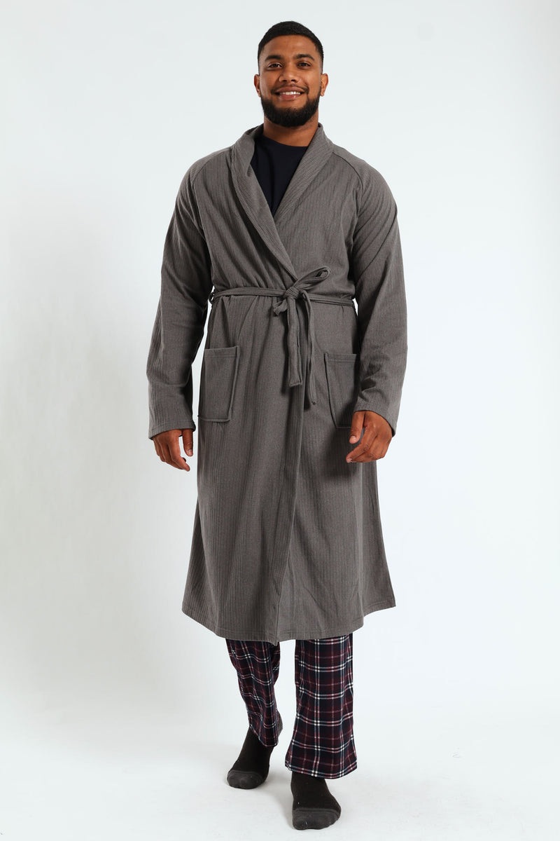 Shawl Collar Gown - Grey