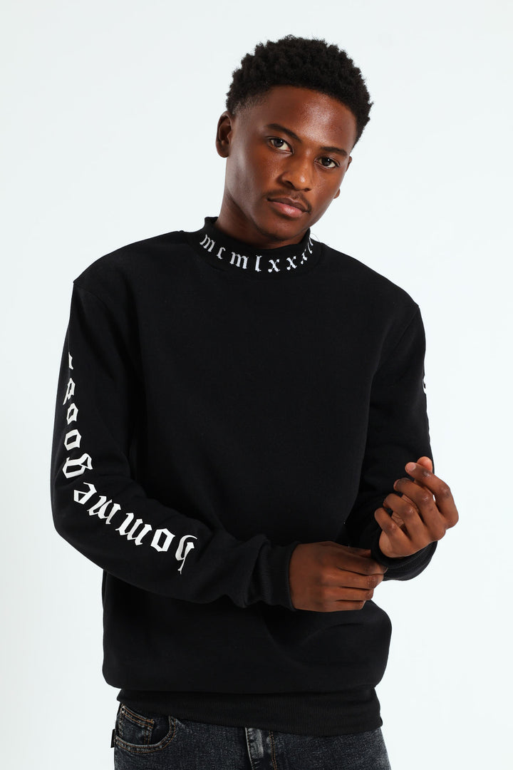 Jacquard Collar Pullover - Black