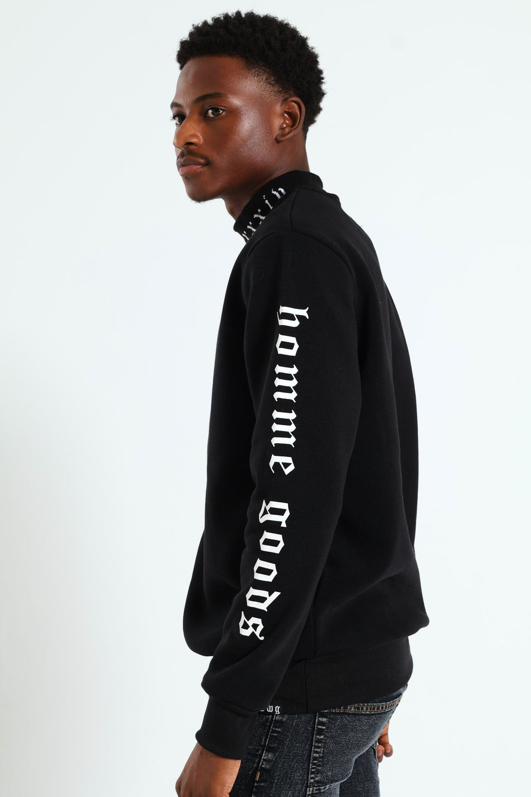 Jacquard Collar Pullover - Black