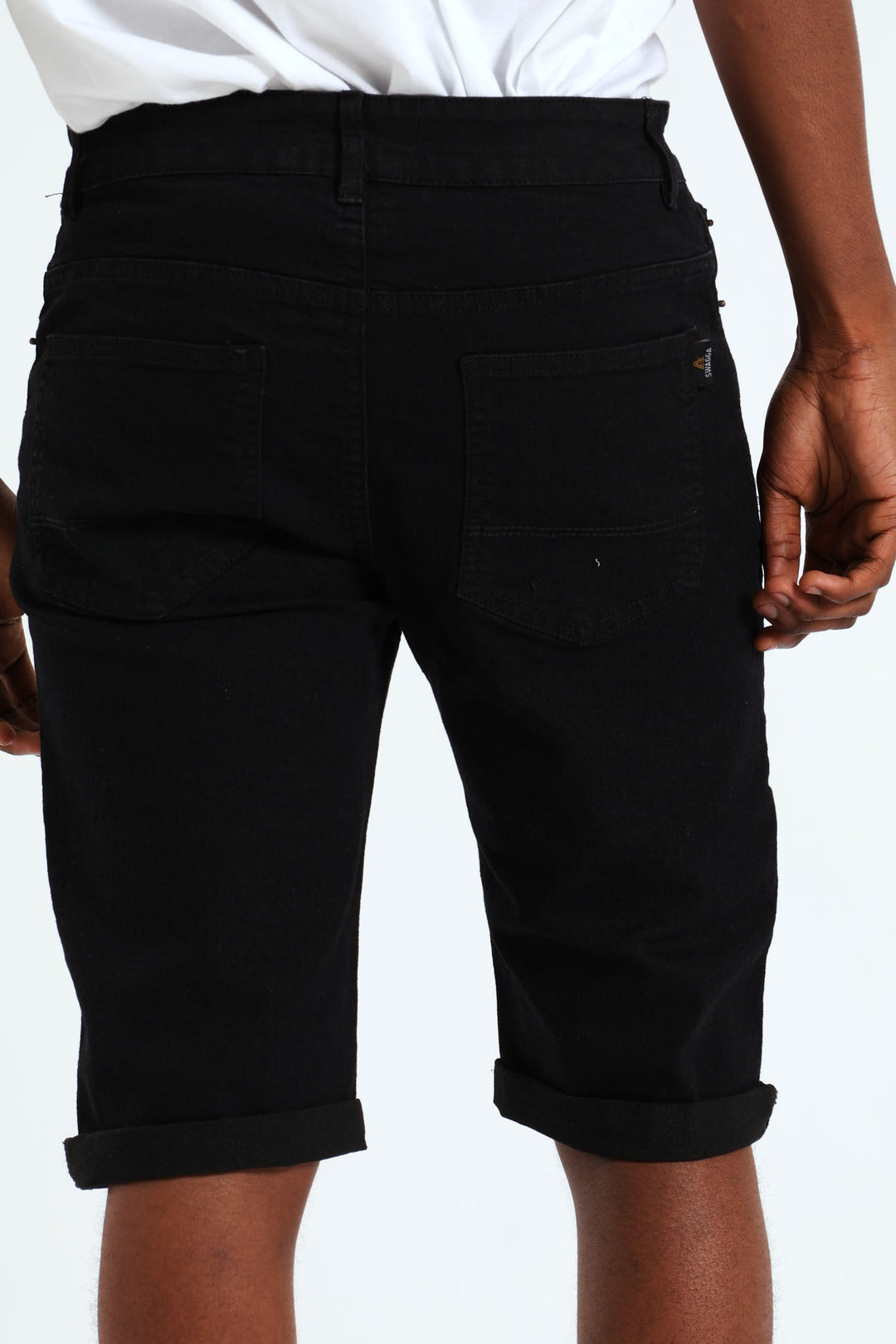 Denim Turnup Shorts - Black