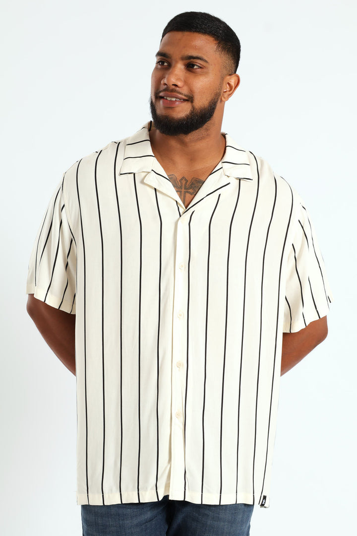 Short Sleeve Stripe Shirt - Off White