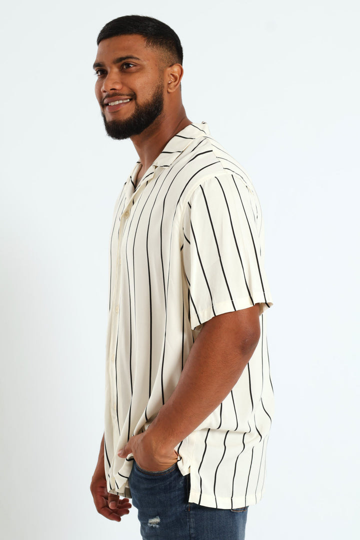 Short Sleeve Stripe Shirt - Off White