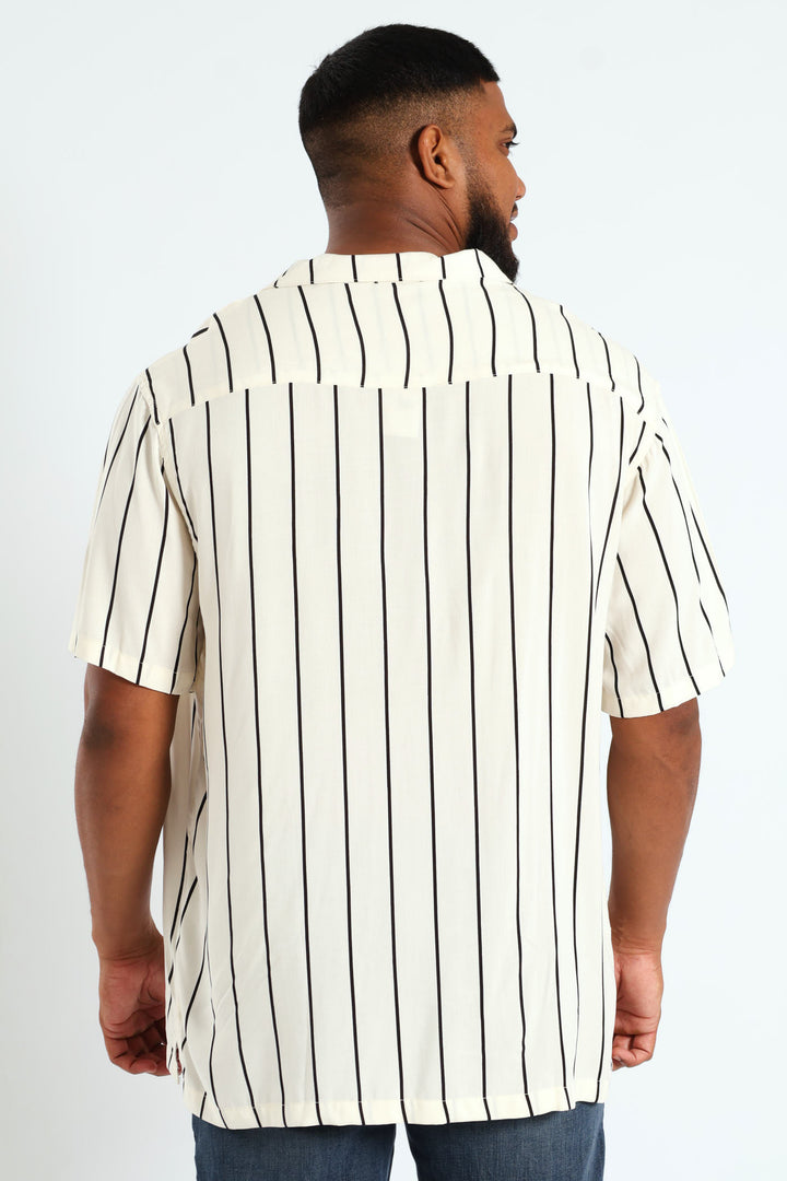 Short Sleeve Stripe Shirt - Off White
