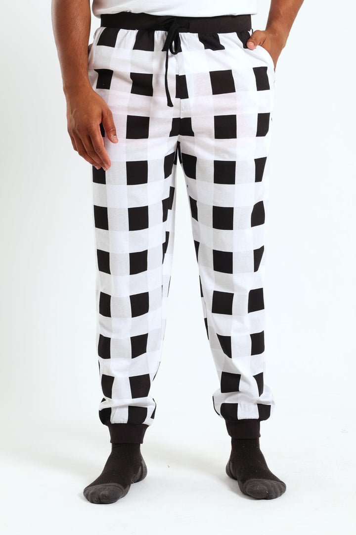 Check Print Jogger - Black