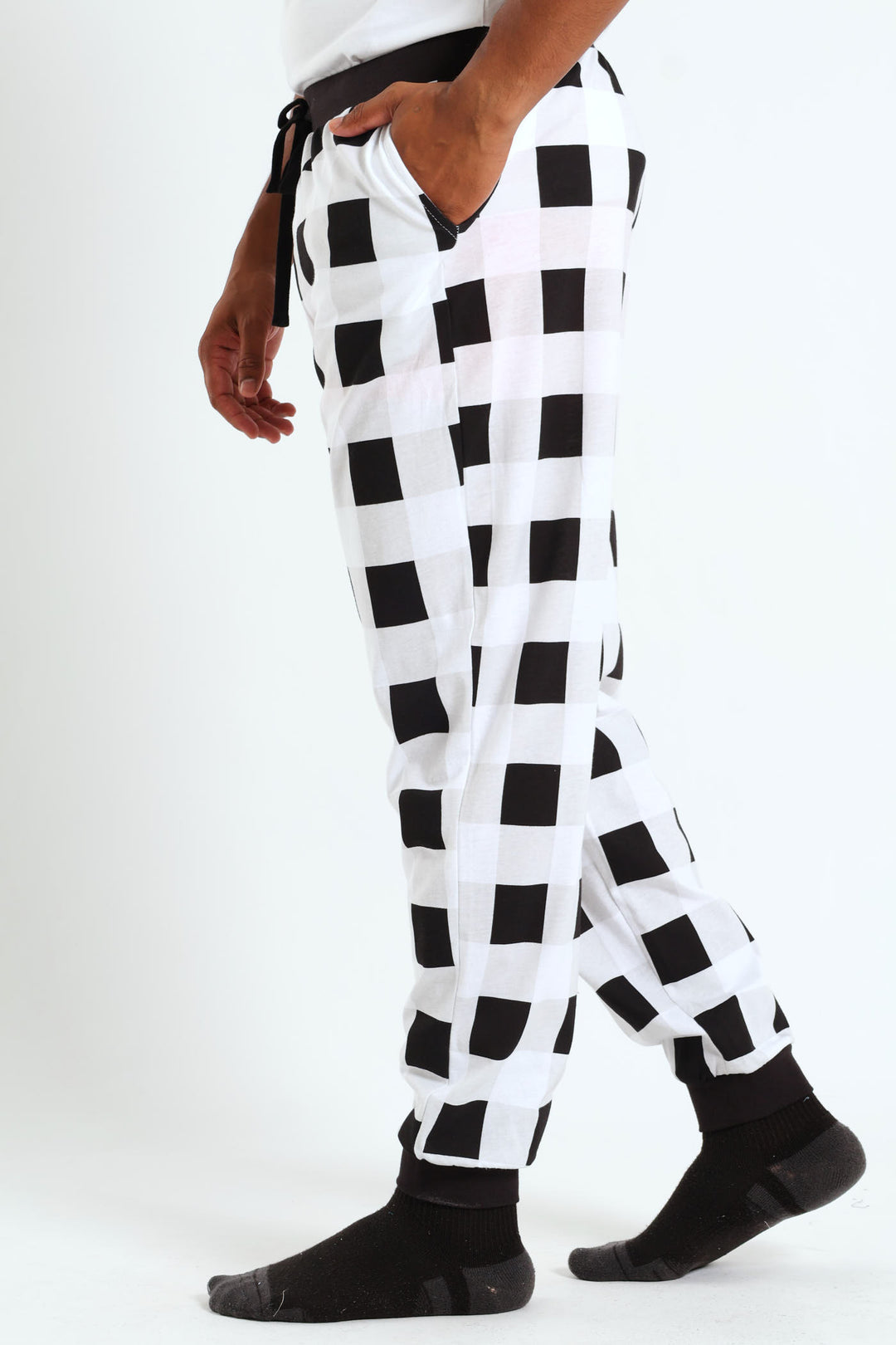 Check Print Jogger - Black