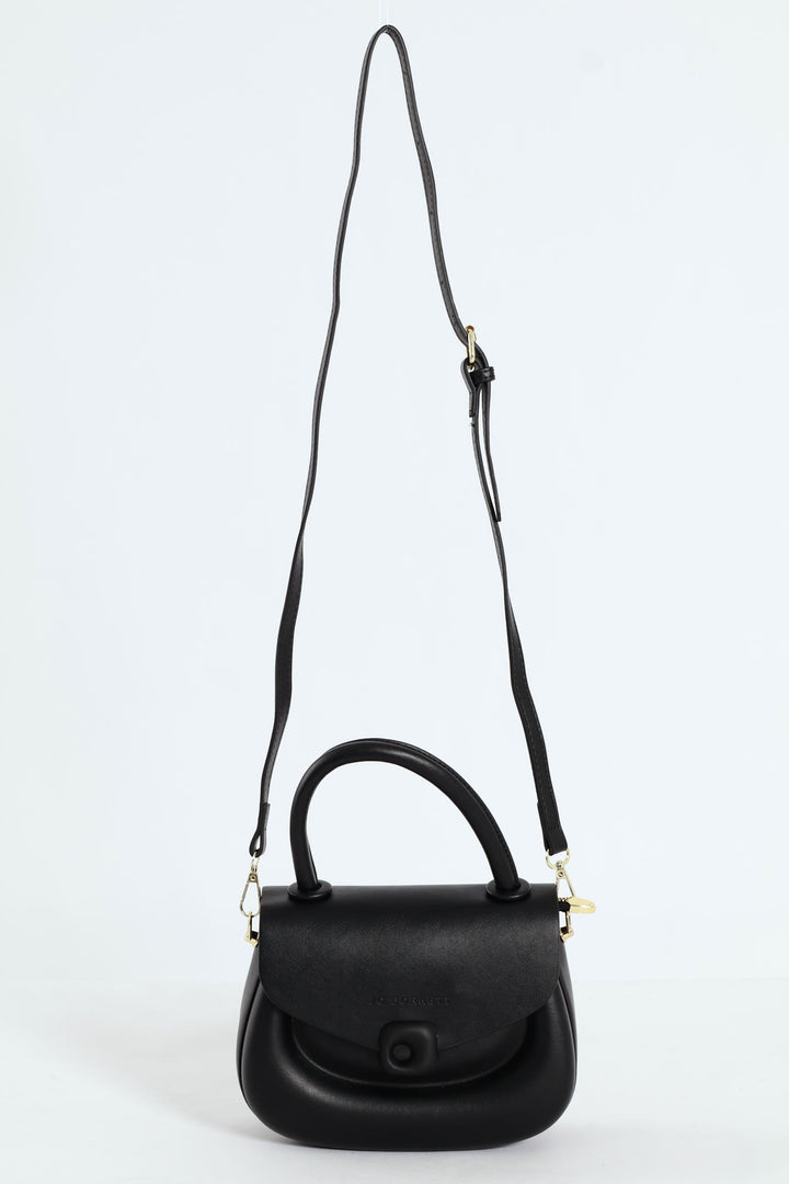 Florence Flap Bag With Top Handle - Black
