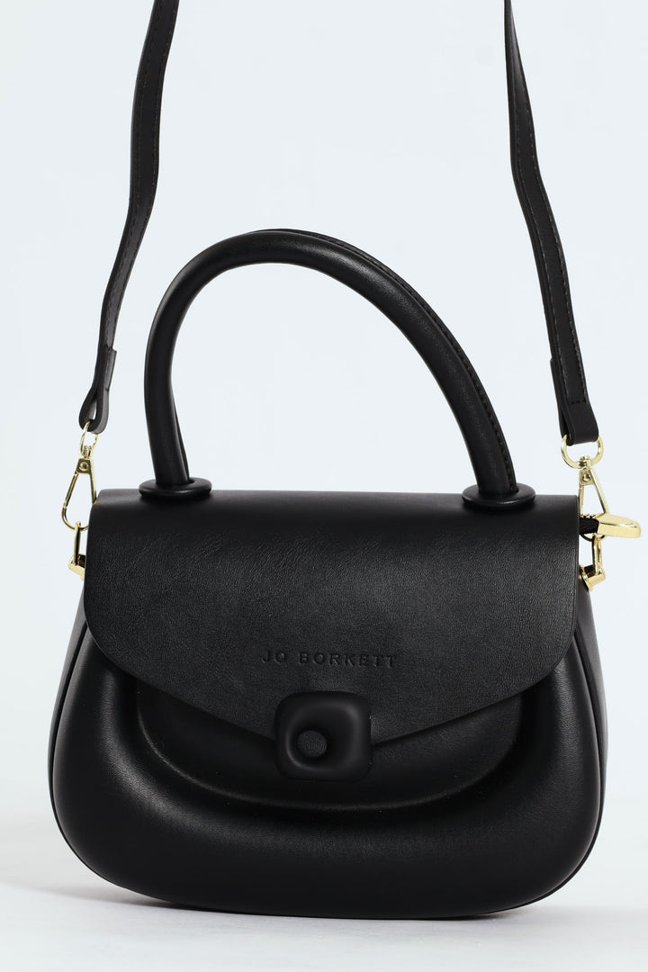 Florence Flap Bag With Top Handle - Black