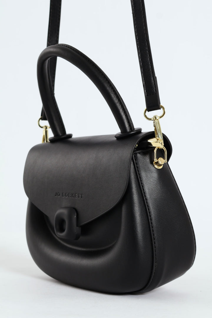 Florence Flap Bag With Top Handle - Black