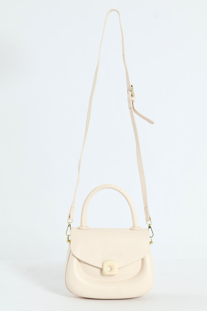 Florence Flap Bag With Top Handle - Beige