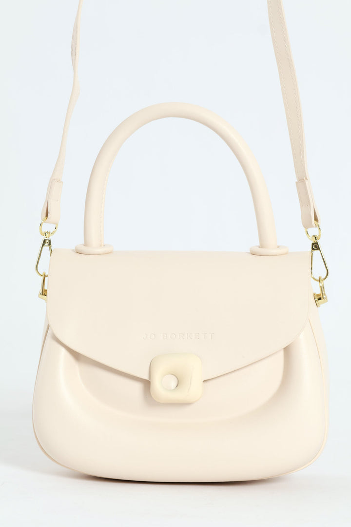 Florence Flap Bag With Top Handle - Beige