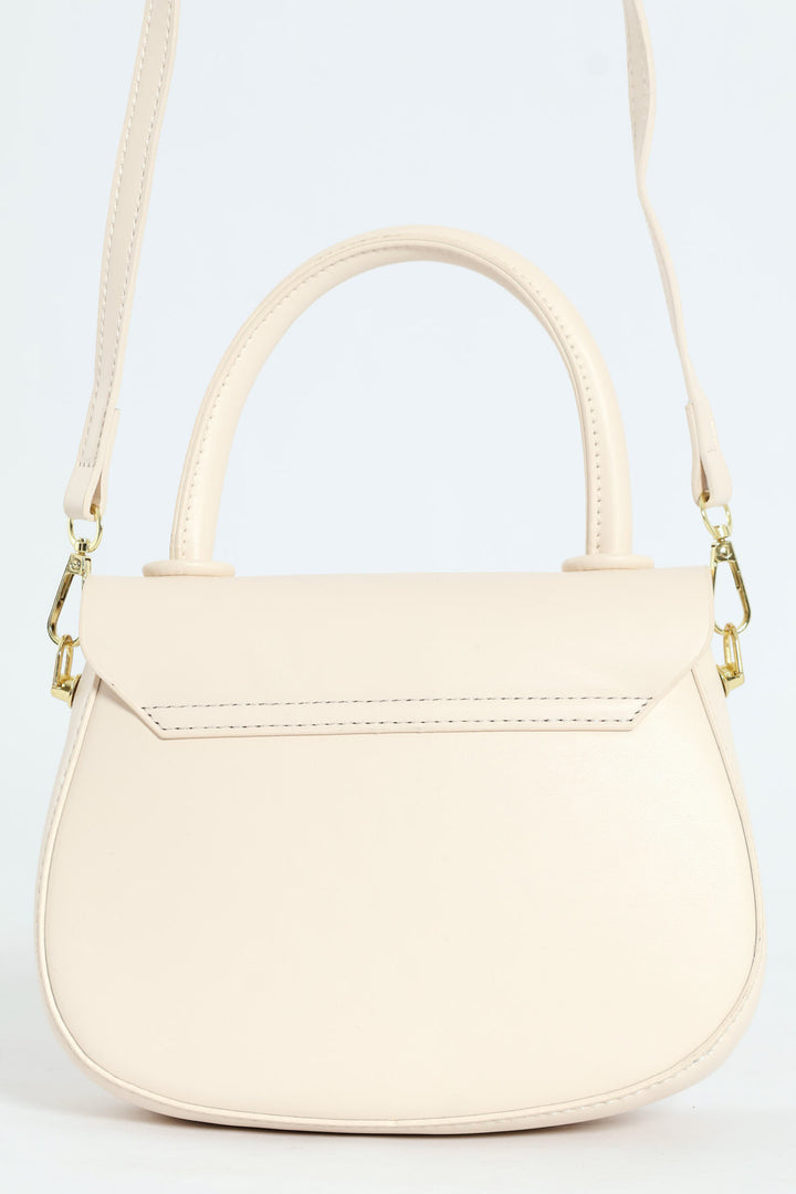 Florence Flap Bag With Top Handle - Beige
