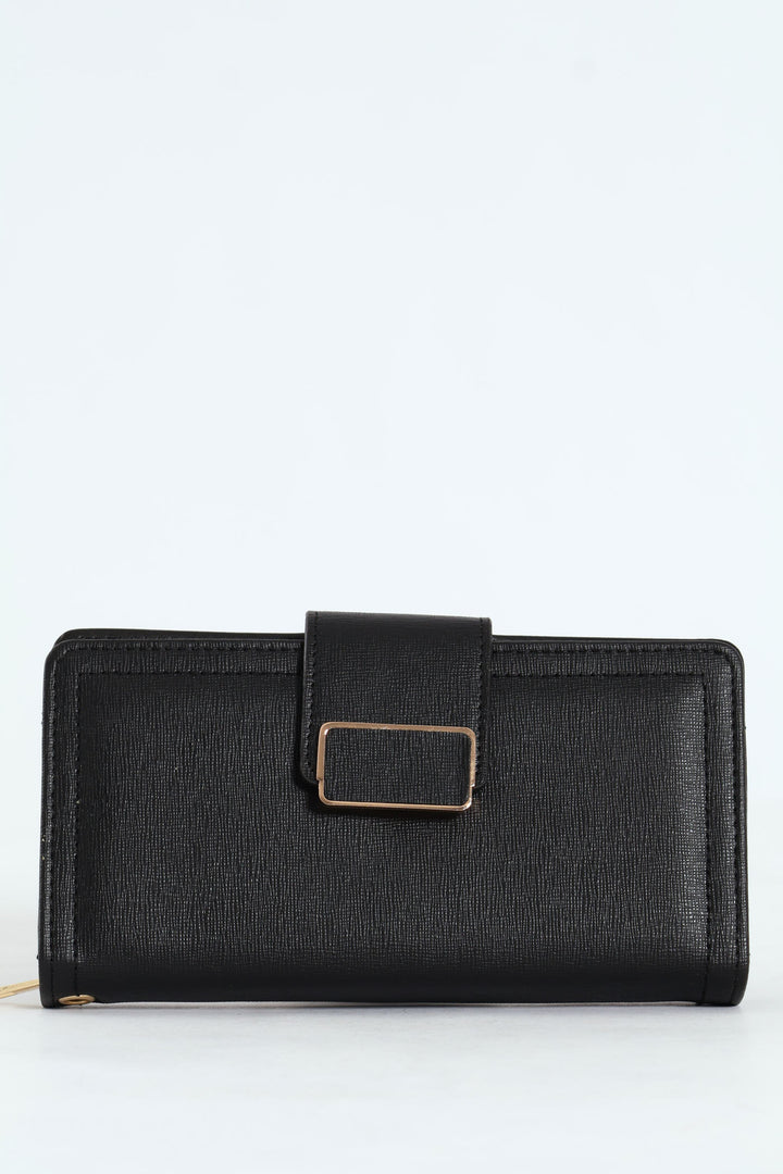 Flap Zip Around Bifold Purse - Black