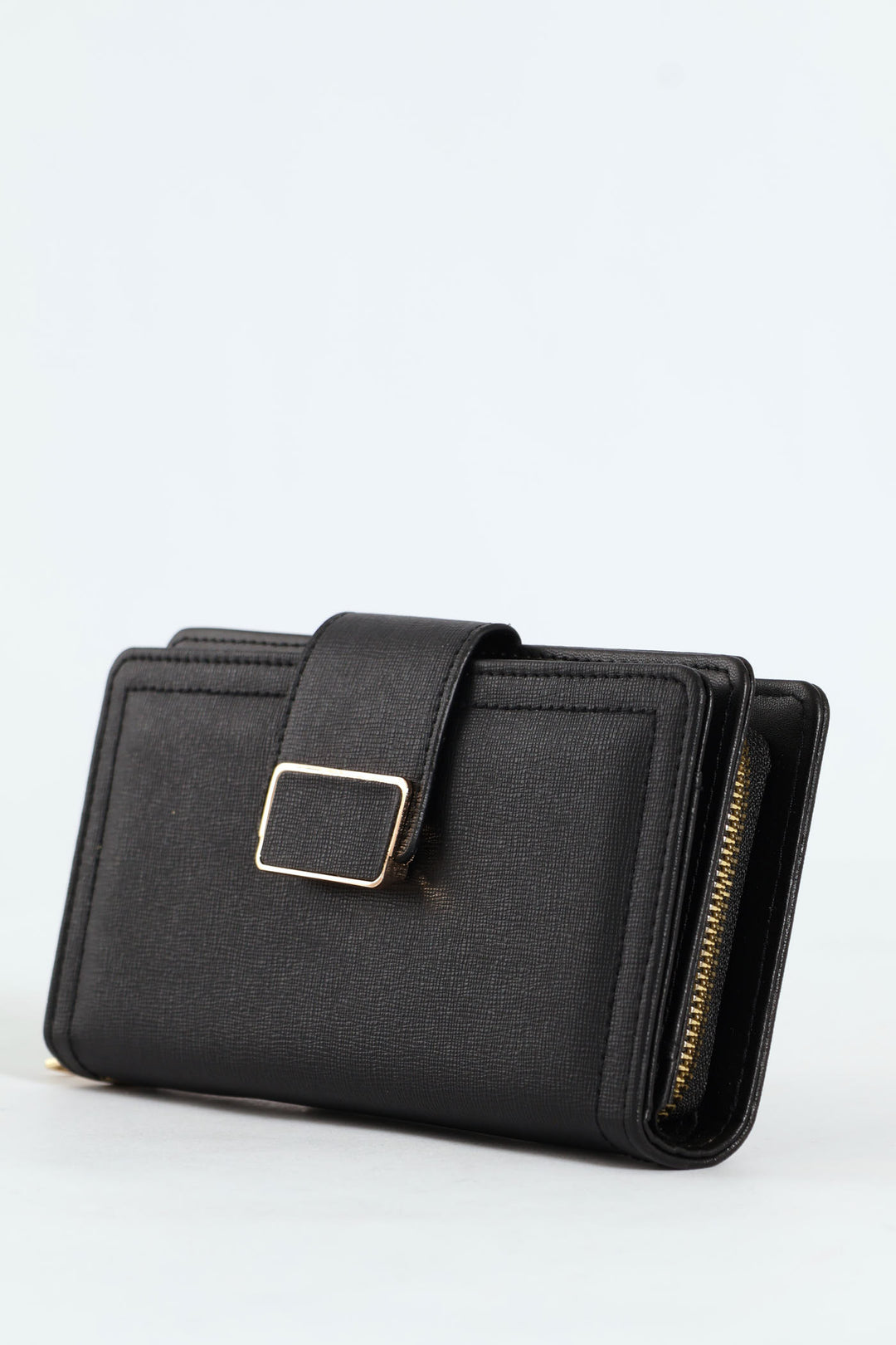 Flap Zip Around Bifold Purse - Black