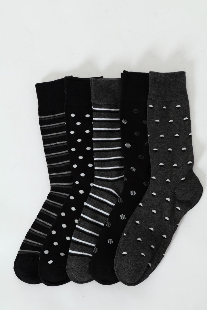 5 Pack Anklet Socks - Black/Grey