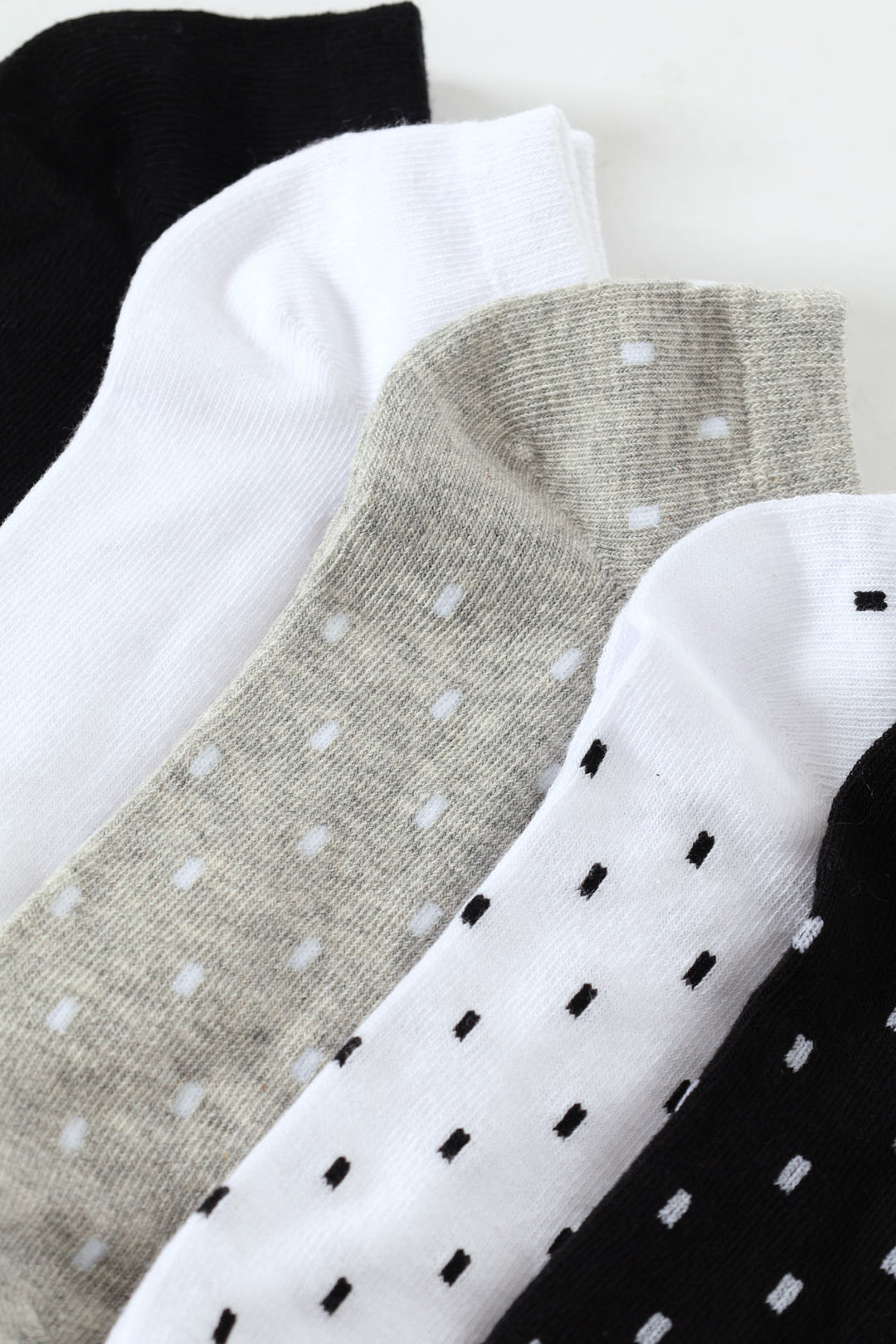 5 Pack Mono Spot Low Cut Fashion Socks - Black/White