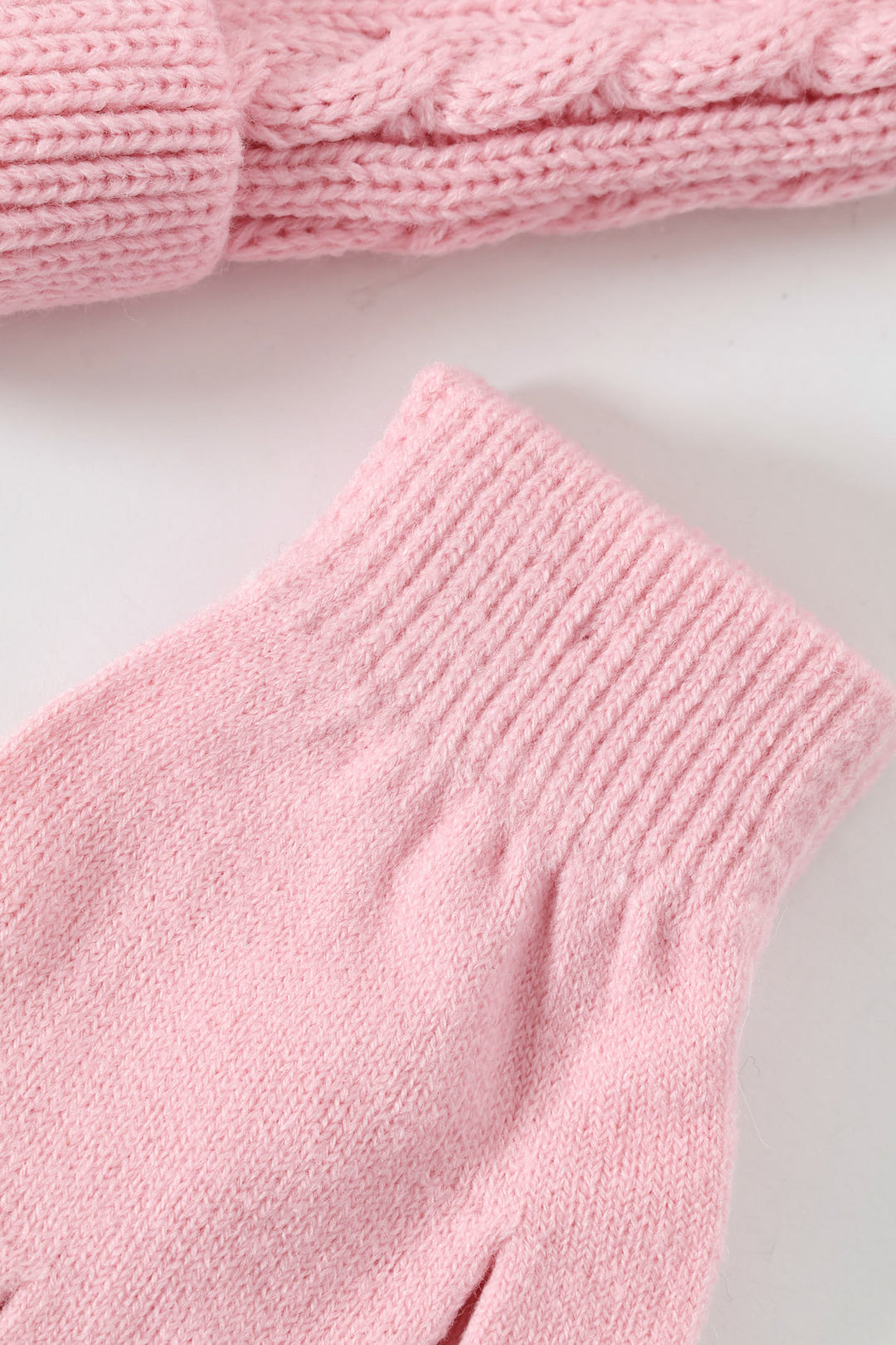 Pre-Girls Pink Cable Knit Beanie With Gloves - Pink