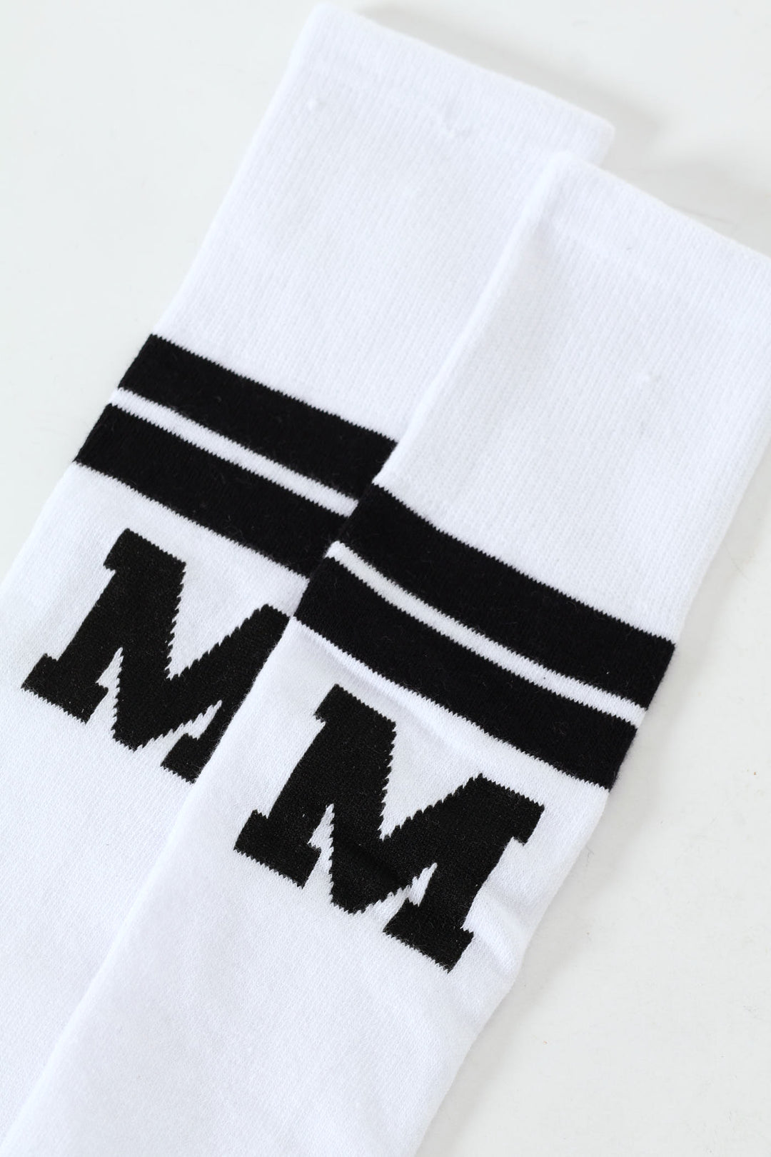 Girls Striped Alphabet Kneehigh Socks - White