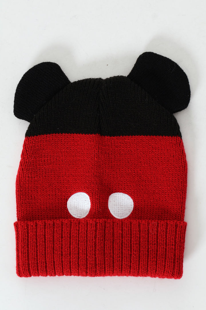 Pre-Boys Mickey Beanie - Red/Black