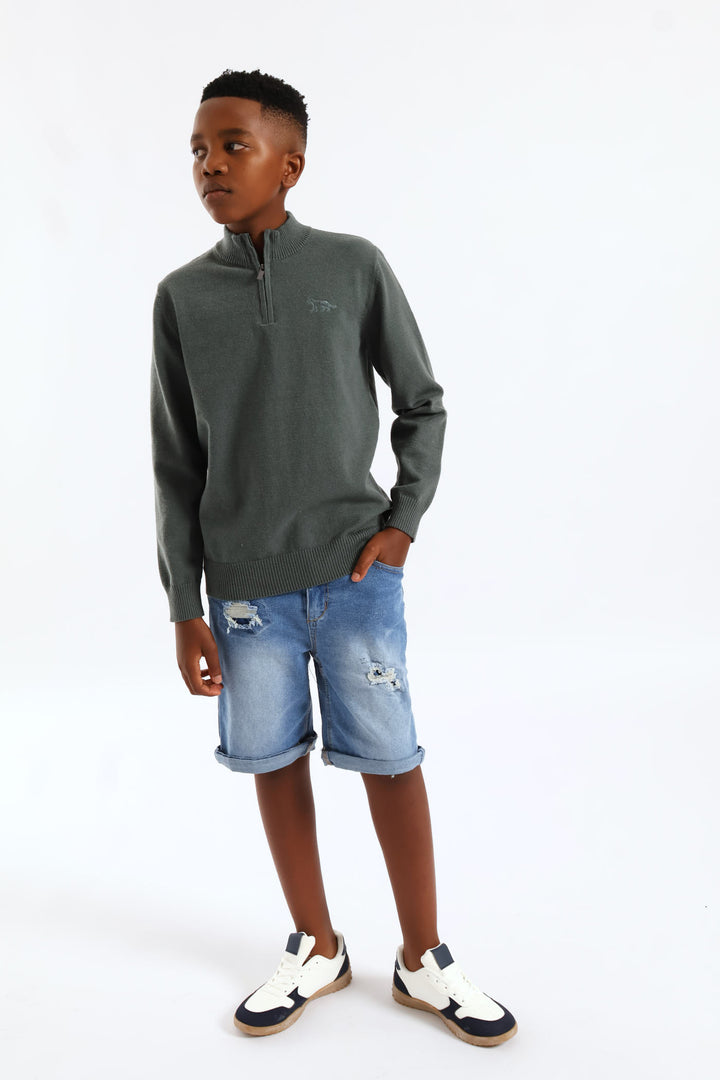 Boys Denim Destressed Rip Walkshort - Blue