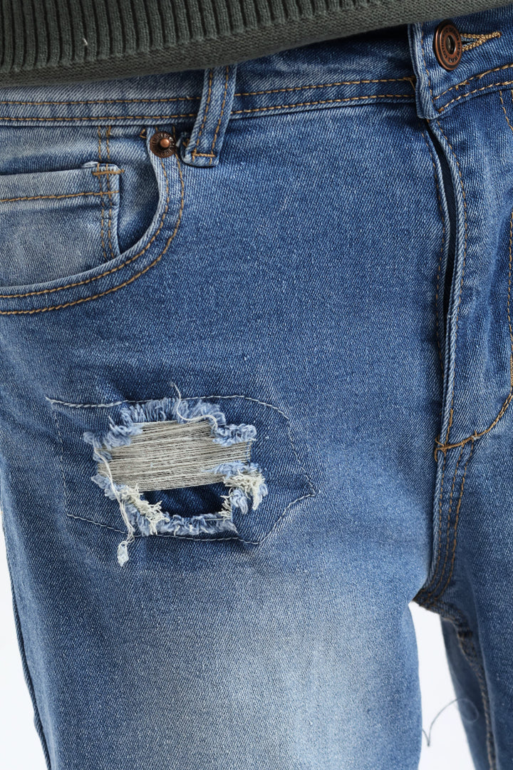 Boys Denim Destressed Rip Walkshort - Blue