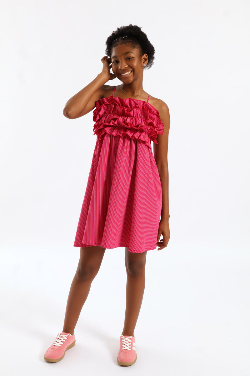 Girls Rara Bodice Dress - Magenta