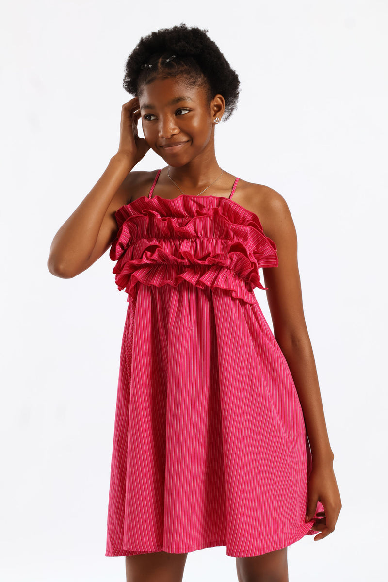 Girls Rara Bodice Dress - Magenta