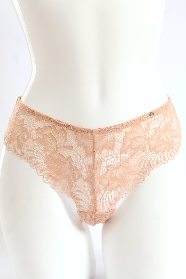 3 Pack Galloon Lace Brazilian Panties - Caramel/Espresso