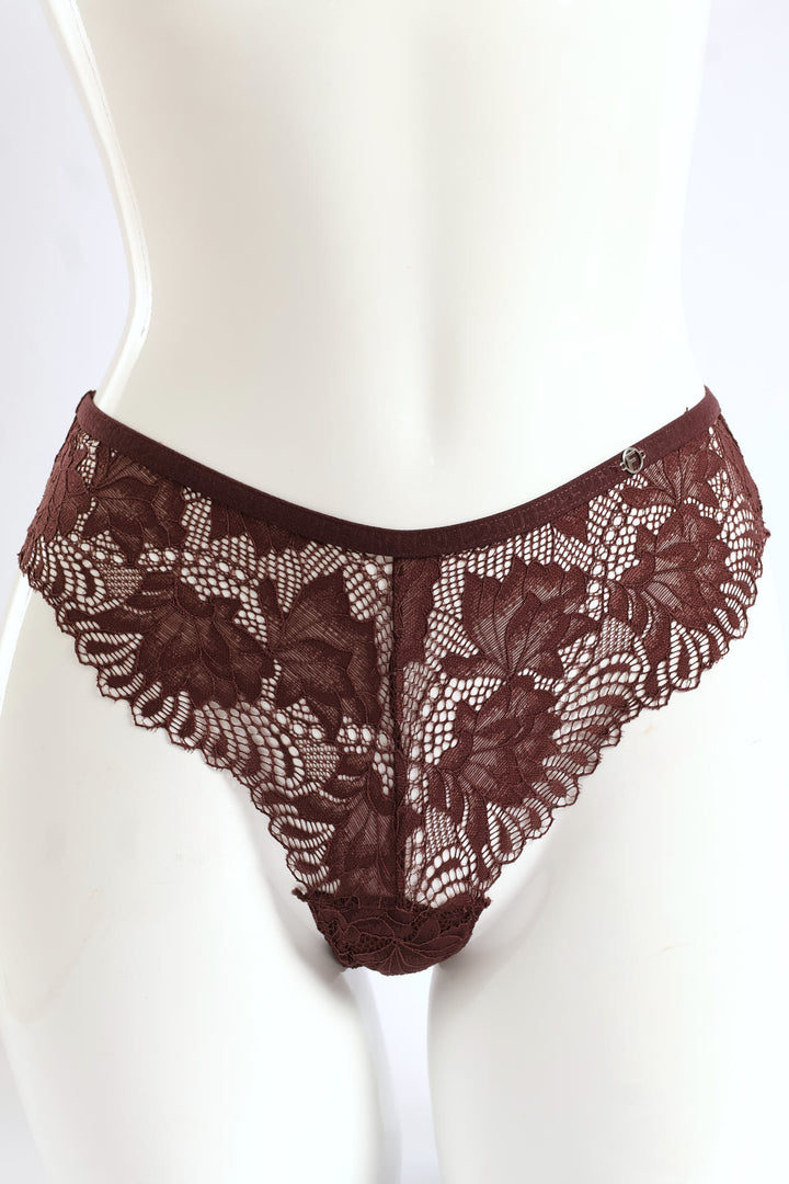 3 Pack Galloon Lace Brazilian Panties - Caramel/Espresso