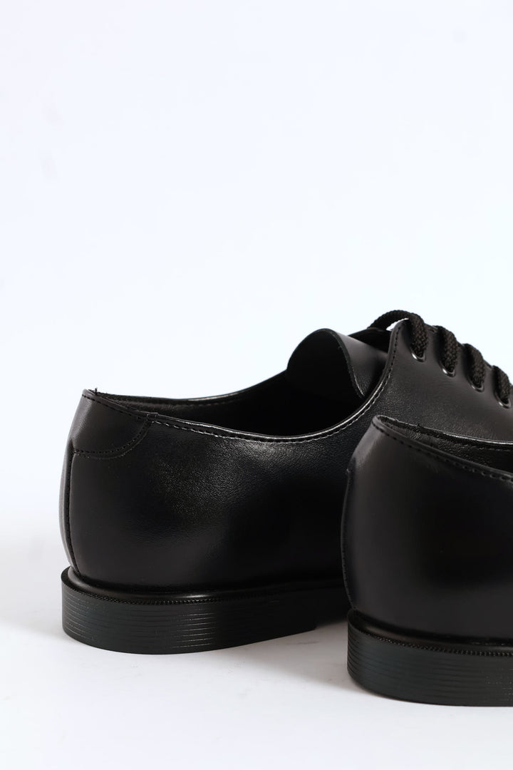 Leather Mens Lace-Up School Shoe - Black