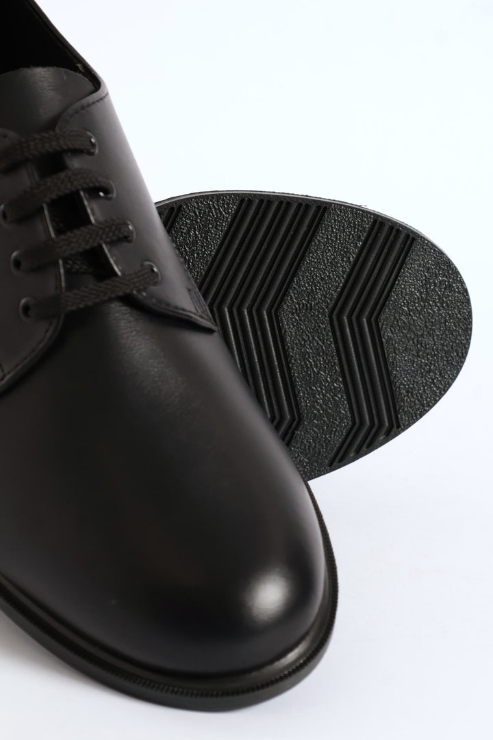 Leather Mens Lace-Up School Shoe - Black